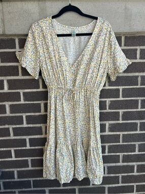 Tropik Dobby Viscose Ruffle Dress with Tie Waist - Size Small